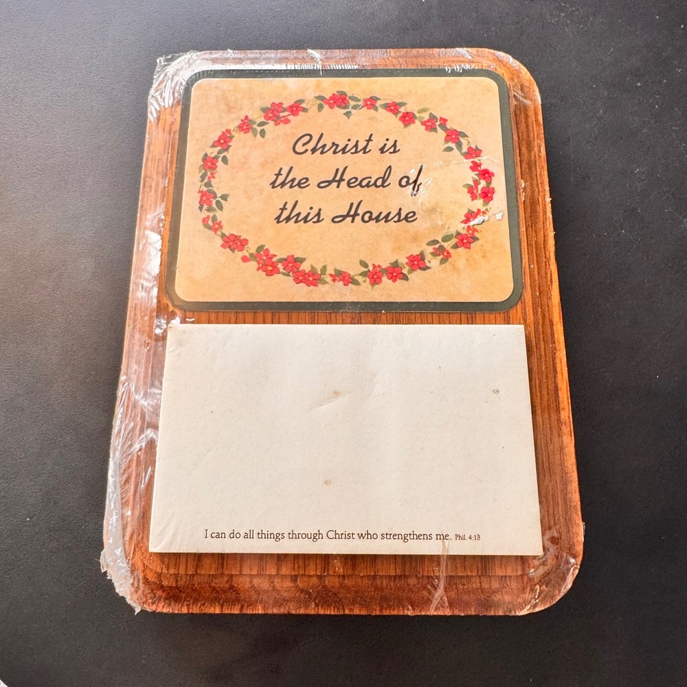 NEW Sealed Dicksons Wooden Memo Pad Holder‎ Christ is the Head of this House